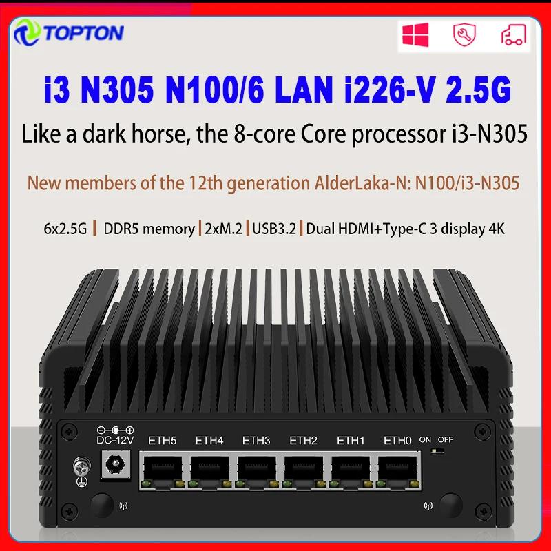 Ҹ ̴ PC ȭ , 6 LAN i226-V, 2.5G, 12   i3 N305 N100, DDR5 2xHDMII2. 1, USB3.2, CŸ pfSense Proxmox